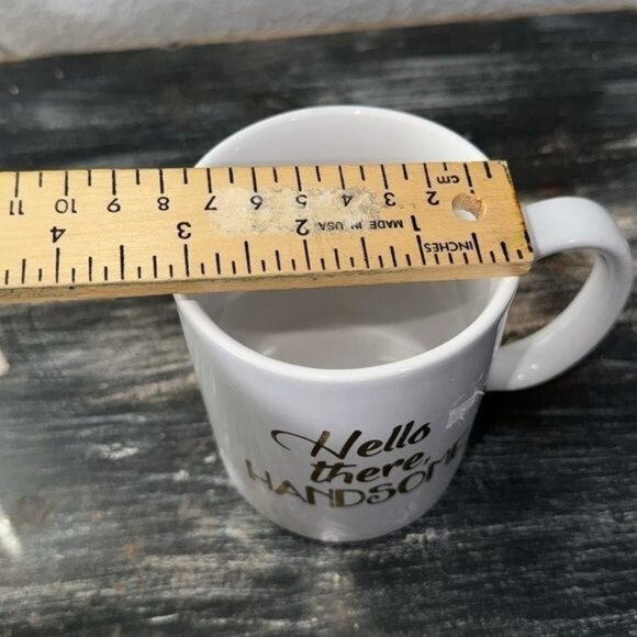 Ceramic Coffee Mug "Hello There Handsome" 11 Oz White & Gold - Dishwasher Safe - Picture 5 of 5